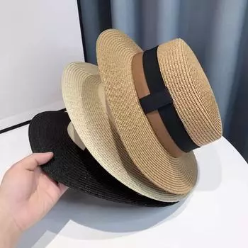 Женская летняя соломенная шляпа для защиты от солнца на море, праздничная кепка с широкими полями, пляжная плетеная шляпа с защитой от ультрафиолета, кепки-банты M56-58cm хаки