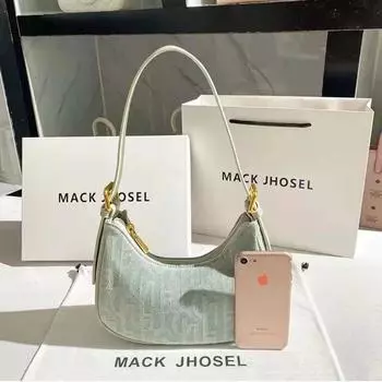 Женская летняя сумка через плечо из денима в форме полумесяца 2022 года: Модная сумка через подмышку джинсовый синий