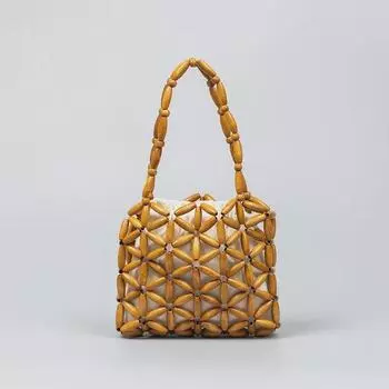 Женская летняя сумка из деревянных бусин ручной работы ENSPT — модный нишевый дизайн для тех, кто ездит на работу 16*3*14CM земля желтый