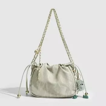 Женская летняя сумка-ведро с цепочкой