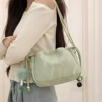 Женская летняя сумка-ведро с цепочкой