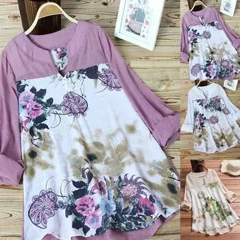 Женская летняя свободная футболка-туника с принтом, повседневная свободная футболка с v-образным вырезом и половиной рукава
