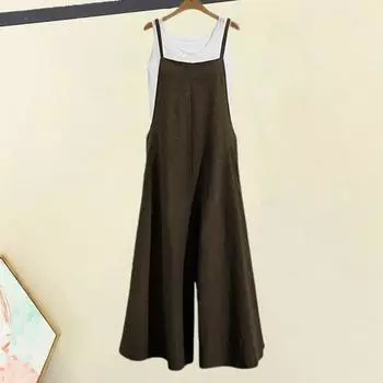 Женская летняя свободная однотонная повседневная футболка без рукавов с квадратным вырезом на бретельках и широкой глубокой промежностью 2XL темные хаки