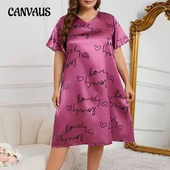 Женская летняя свободная пижама с принтом V-образного выреза больших размеров 1XL фиолетовый