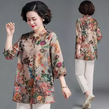 Женская летняя свободная рубашка больших размеров 2XL