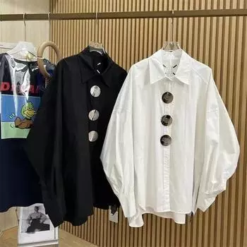 Женская летняя свободная рубашка с длинными рукавами и солнцезащитным кремом Персонализированная уличная свободная повседневная рубашка 4XL белый