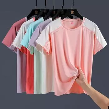 Женская летняя тонкая дышащая рубашка из ледяного шелка для занятий спортом на открытом воздухе, быстросохнущая футболка для спорта на открытом воздухе M белый