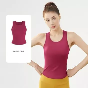 Женская летняя тонкая футболка цельного кроя, быстросохнущая одежда для йоги Raspberry Red L