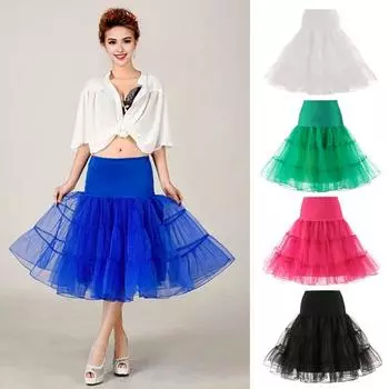 Женская летняя тюлевая юбка, винтажная однотонная юбка-трапеция с высокой талией, гладкая юбка с внутренним слоем, украшение для вечеринки M