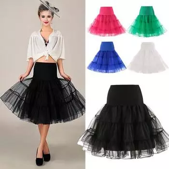 Женская летняя тюлевая юбка, винтажная однотонная юбка-трапеция с высокой талией, гладкая юбка с внутренним слоем, украшение для вечеринки S