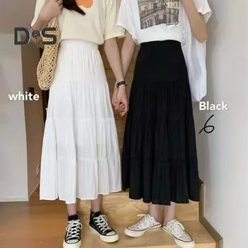 Женская летняя юбка, эластичная юбка с высокой талией и большим подолом, однотонная свободная повседневная юбка, уличная одежда светло-зеленый