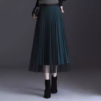 Женская летняя юбка из плиссированной сетки с обеих сторон, весенняя женская юбка с драпировкой в стиле a-word One Size