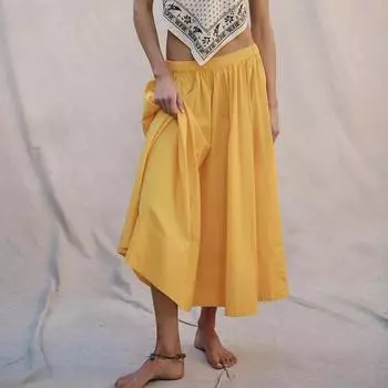 Женская летняя юбка Повседневные юбки L жёлтый