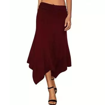 Женская летняя юбка средней длины с завышенной талией и бедрами нестандартной формы S чёрный