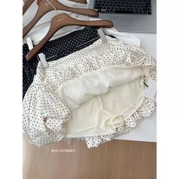 Женская летняя юбка Sweet Cake с высокой талией в горошек белого цвета - облегающая, универсальная, женственный стиль S (Recommended 40-47 kg) белый