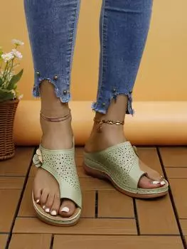 Женская летняя верхняя одежда, туфли с застежкой на носок, полые ногти, цветочный наклон, тапочки 35 чёрный