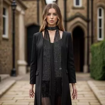 Женская летняя винтажная ретро стильная нерегулярная шаль стиль 22 185 чёрный