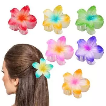 Женская летняя заколка для волос ярких цветов в форме цветка, маленькая заколка в форме акулы, заколка для волос на спине, аксессуары для волос с когтями для душа зелёный