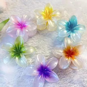 Женская летняя заколка для волос ярких цветов в форме цветка, маленькая заколка в виде акулы, заколка для волос на спине, аксессуары для волос с когтями для душа горячий розовый