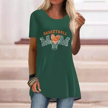 Женская летняя зеленая полая футболка с буквенным принтом размера плюс, удобная футболка с короткими рукавами и круглым воротником, повседневные мешковатые футболки средней длины XS фиолетовый