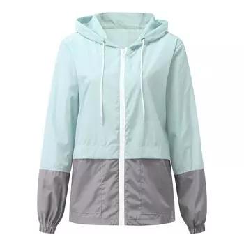 Женская лоскутная куртка от дождя, уличные куртки, плащ с капюшоном, ветрозащитный L синий