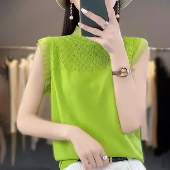 Женская майка без рукавов MODERN NEW SAGA летняя футболка вязаный топ базовый кружевной жилет женская водолазка S белый