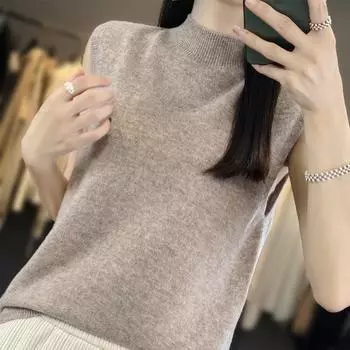 Женская майка без рукавов MODERN NEW SAGA летняя футболка вязаный топ базовый жилет женская водолазка S белый