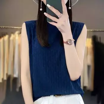 Женская майка без рукавов MODERN NEW SAGA летняя футболка вязаный топ базовый жилет женская водолазка S белый