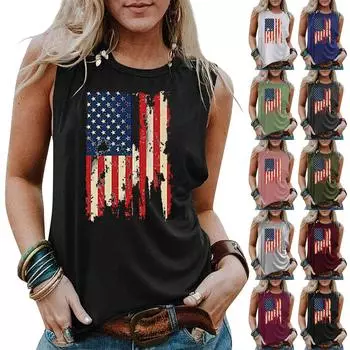 Женская майка без рукавов с круглым вырезом и принтом XXL чёрный