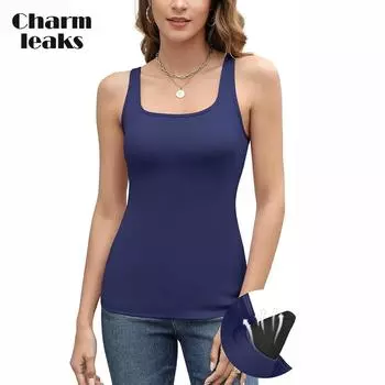 Женская майка Chamleaks со встроенными бюстгальтерами, летние рубашки на бретельках с мягкой подкладкой и широкими бретелями S лавандовый
