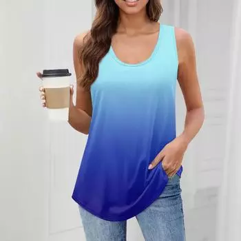 Женская майка для девочек, однотонный повседневный топ, топы на бретелях для женщин, свободные топы без рукавов, струящиеся L синий