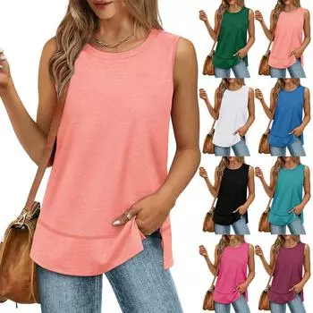 Женская майка для девочек, однотонный повседневный топ, топы на бретелях для женщин, свободные топы без рукавов, струящиеся L