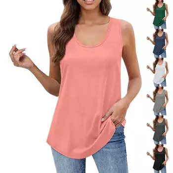 Женская майка для девочек, однотонный повседневный топ, топы на бретелях для женщин, свободные топы без рукавов, струящиеся L армия зеленый