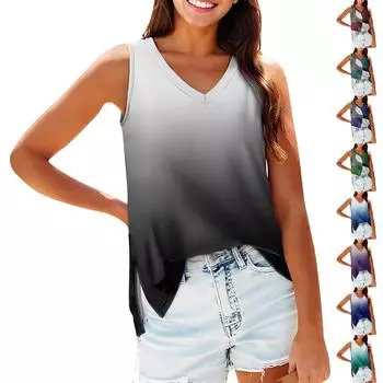 Женская майка для девочек, однотонный повседневный топ, топы на бретелях для женщин, свободные топы без рукавов, струящиеся L чёрный