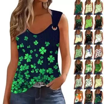 Женская майка для девочек, повседневная майка, топы для женщин, симпатичный вязаный топ-майка с градиентным цветочным принтом, свободный крой, топы без рукавов с струящейся люверсами L бежевый