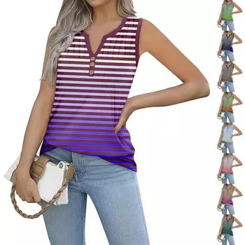 Женская майка для девочек с градиентным принтом, повседневная майка, майки для женщин, свободный крой, топы без рукавов, струящиеся L темно-зеленого