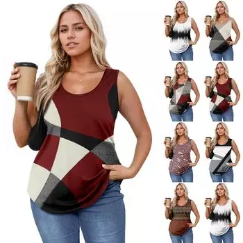 Женская майка для девочек с принтом, повседневная майка, майки для женщин, свободный крой, топы без рукавов, струящиеся L чёрный