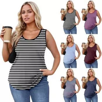 Женская майка для девочек с принтом, повседневная майка, майки для женщин, свободный крой, топы без рукавов, струящиеся L чёрный