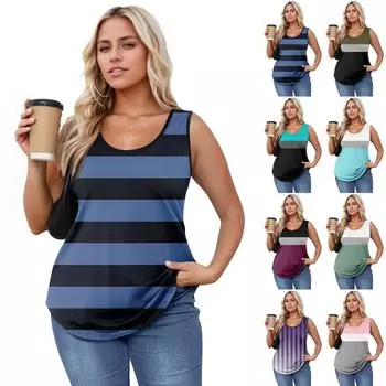 Женская майка для девочек с принтом, повседневная майка, майки для женщин, свободный крой, топы без рукавов, струящиеся L синий