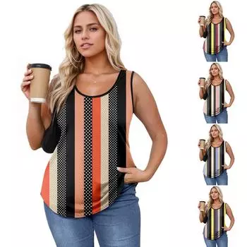 Женская майка для девочек с принтом, повседневная майка, майки для женщин, свободный крой, топы без рукавов, струящиеся L синий