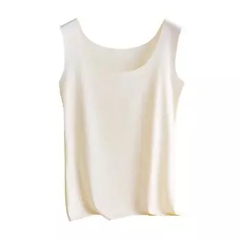 Женская майка из ледяного шелка, с круглым вырезом, без рукавов, топ-камизоль, базовая летняя майка, повседневная блузка 2XL бежевый