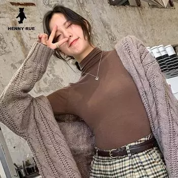 «Женская майка Meiyabi Fiber Milk Protein с высоким воротником 2024 года для осени и зимы» One Size