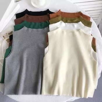 Женская майка на бретелях, повседневные трусы с высоким воротником One Size