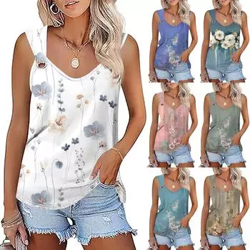 Женская майка, нарядные повседневные рубашки, летние свободные майки, милая модная одежда, блузки без рукавов L
