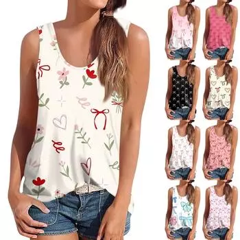 Женская майка, нарядные повседневные рубашки, летние свободные майки, милая модная одежда, блузки без рукавов M чёрный