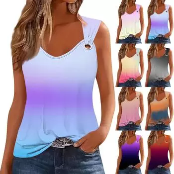 Женская майка, нарядные повседневные рубашки, летние свободные майки, милая модная одежда, блузки без рукавов L синий