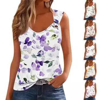 Женская майка, нарядные повседневные рубашки, летние свободные майки, милая модная одежда, блузки без рукавов L горячий розовый