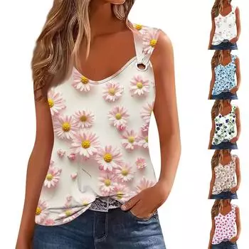 Женская майка, нарядные повседневные рубашки, летние свободные майки, милая модная одежда, блузки без рукавов XXL розовый