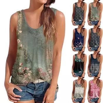 Женская майка, нарядные повседневные рубашки, летние свободные майки, милая модная одежда, блузки без рукавов L армия зеленый