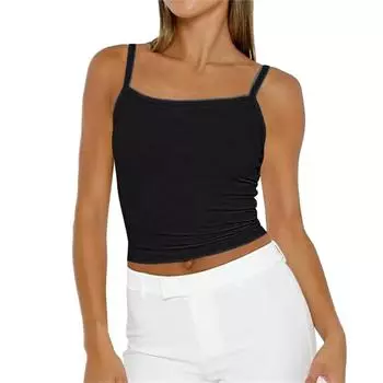 Женская майка, нарядные повседневные рубашки, летние свободные майки, милая модная одежда, блузки без рукавов M чёрный